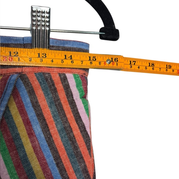Madewell Rainbow Stripe Overlay Faux Wrap Midi Skirt Linen Cotton Retro Medium - Picture 10 of 12